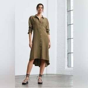 Everlane The City Stripe Draped Shirt Dress in Beech Size XS fits like S